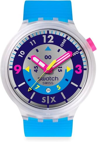 Swatch Casual Watch Transparent Quartz Plastic NEON Jelly in Saudi Arabia