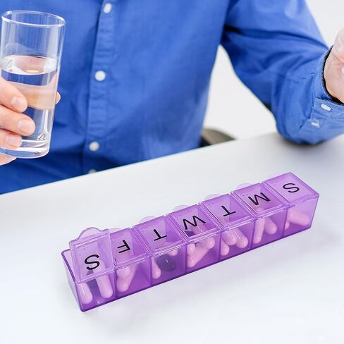Generic Weekly (7-Day) Pill Organizer, Large Compartments, Travel Friendly (Purple) in Saudi Arabia
