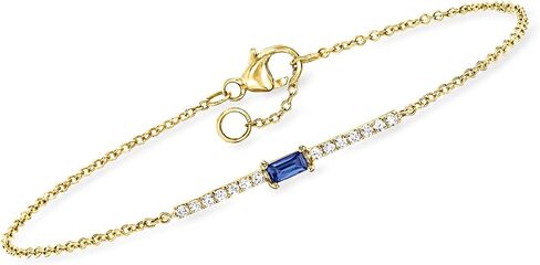 Pure Collection by Ross-Simons 0.10 Carat Sapphire and .11 ct. t.w. Diamond Bar Bracelet in 14kt Yellow Gold in Saudi Arabia