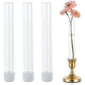 Glasseam Glass Bud Vase for Flowers: 6pcs Clear Small Vases for 22mm Candlestick Taper Candle Holders - 5.9" Skinny Table Centerpieces with Silicon Case for Tablescapes, Wedding Gift and Home Decor in Saudi Arabia