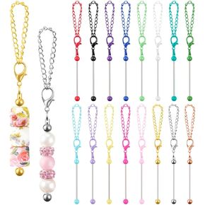 16 قطعة شريط سلسلة مفاتيح قابل للخرز، شريط سلسلة مفاتيح معدني فارغ مطرز للخرز مشغولات يدوية مستلزمات صناعة المجوهرات in Kuwait