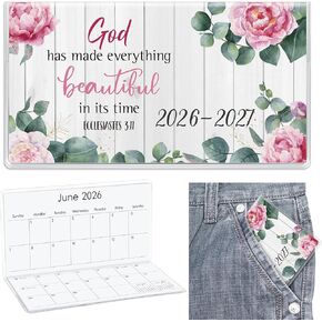 ReliThick 2025-2026 Pocket Calendar for Purse Small Monthly Planner Notebook with PVC Cover Pocket Calendar Journals Notepads Appreciation Present Gift for Women Mom Friends Teacher Office(Flower) in Kuwait
