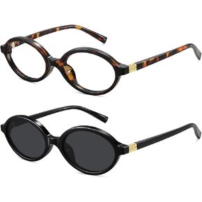 WOWSUN Retro Oval Sunglasses Womens Trendy Sun Glasses Sunnies UV400 Protection in Kuwait