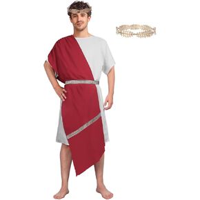 Mens Greek Toga Costume Adult - Greek God Costume with Gold Metal Headband, Zeus Costume Set for Halloween Cosplay in Kuwait