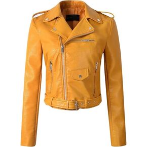 Women's Mustard Yellow Leather Biker Jacket – Vibrant and Bold in Saudi Arabia