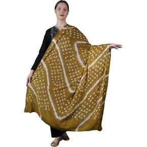 Exotic India Pure Cotton Bandhani Leheria Tie-Dye Dupatta from Gujarat - Pure Cotton in Kuwait