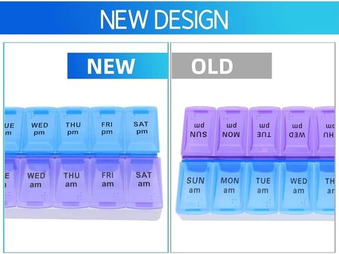 7-Day Weekly Pill Organizer and Daily Vitamin Case - Pill Box for Medication Management 14 Compartments—Perfect for Home, Travel, or The Office. Plus, (Purple/Blue) in Saudi Arabia