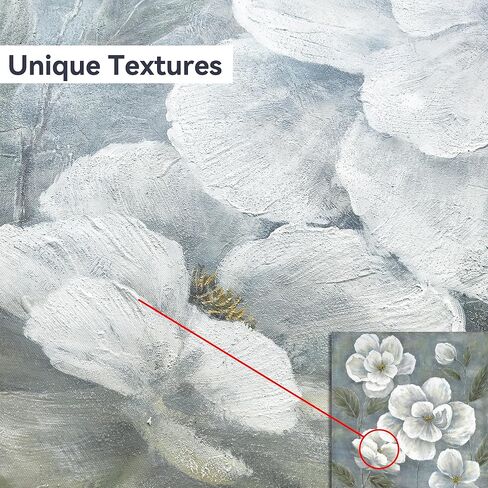 summer melody White Floral Canvas Wall Art - Vintage Blooming Gray Flowers Painting Abstract Botanical Picture Modern Prints Artwork for Bedroom Living Room in Saudi Arabia