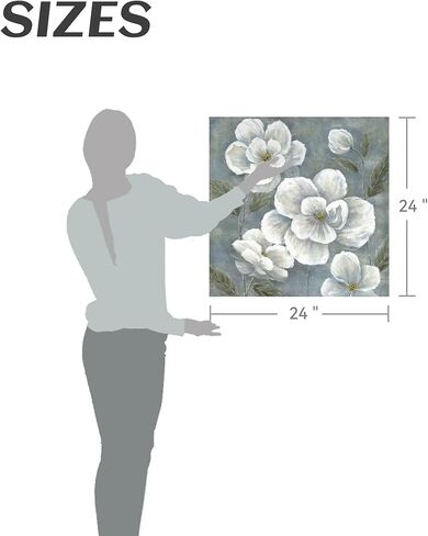 summer melody White Floral Canvas Wall Art - Vintage Blooming Gray Flowers Painting Abstract Botanical Picture Modern Prints Artwork for Bedroom Living Room in Saudi Arabia