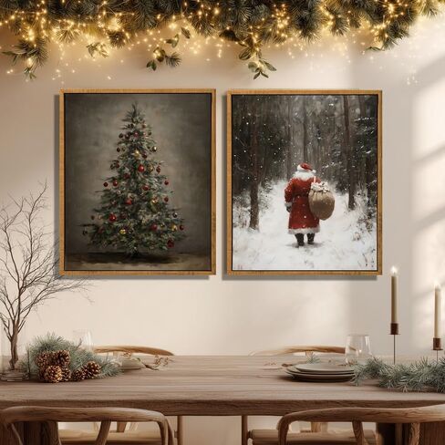 mofra Vintage Christmas Pine Trees in Snow, Rustic Christmas Art, 36x48, Framed On Canvas, Made in USA in Saudi Arabia