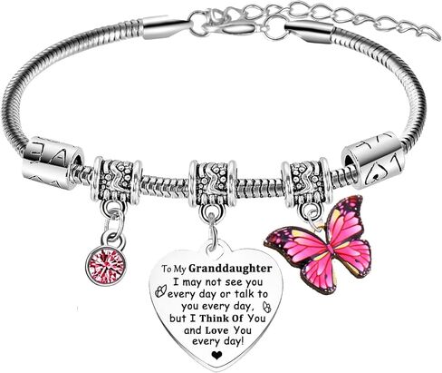 Granddaughter Charm Bracelet for Granddaughter Birthday Gifts from Grandma Grandad Granddaughters Bracelets Present in Saudi Arabia