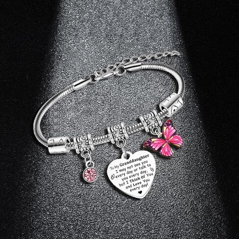 Granddaughter Charm Bracelet for Granddaughter Birthday Gifts from Grandma Grandad Granddaughters Bracelets Present in Saudi Arabia