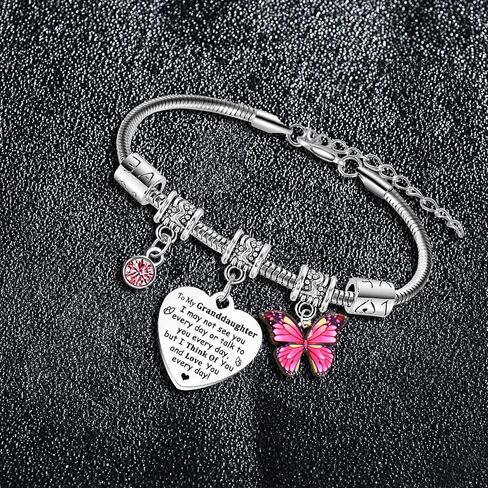 Granddaughter Charm Bracelet for Granddaughter Birthday Gifts from Grandma Grandad Granddaughters Bracelets Present in Saudi Arabia
