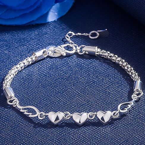 Elegant Heart & Angel Wings Bracelet for Women - Sterling Silver Plated Dainty Sparkling Adjustable Chain Bracelet, Unique Love & Friendship Gift for Girlfriend, Anniversary, Wedding Jewelry in Saudi Arabia