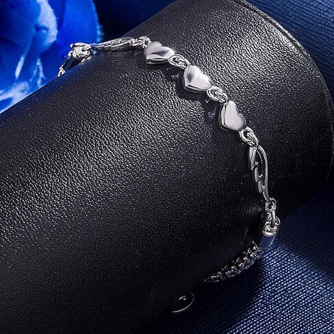 Elegant Heart & Angel Wings Bracelet for Women - Sterling Silver Plated Dainty Sparkling Adjustable Chain Bracelet, Unique Love & Friendship Gift for Girlfriend, Anniversary, Wedding Jewelry in Saudi Arabia