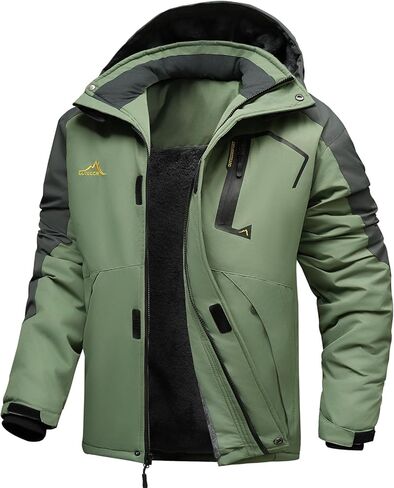 INVACHI Men's Waterproof Ski Snow Jacket Warm Winter Quilted Coat Parka Raincoats With Multi-Pockets in Kuwait