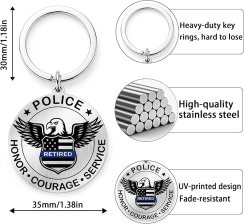 Retirement Gifts for Police Men & Women - Retired Police Officer Keychain - Thin Blue Line Eagle Badge Keepsake - Officer Retirement Gift, Happy Retirement Present in Saudi Arabia