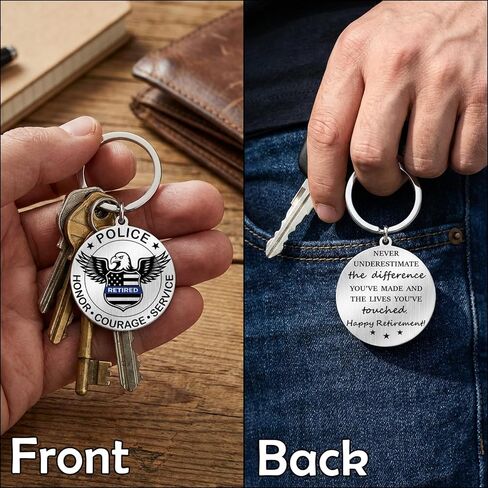 Retirement Gifts for Police Men & Women - Retired Police Officer Keychain - Thin Blue Line Eagle Badge Keepsake - Officer Retirement Gift, Happy Retirement Present in Saudi Arabia