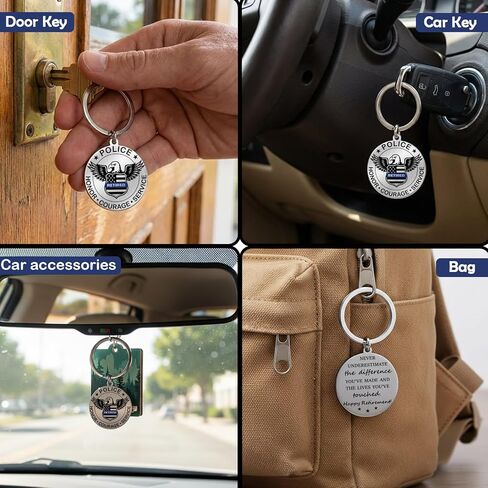 Retirement Gifts for Police Men & Women - Retired Police Officer Keychain - Thin Blue Line Eagle Badge Keepsake - Officer Retirement Gift, Happy Retirement Present in Saudi Arabia