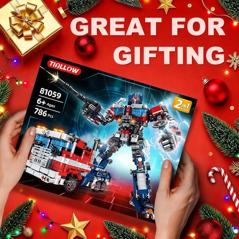 تحويل مجموعات روبوت لبنة ألعاب ， 2 في 1 تحويل مجموعة بناء شاحنة ميكانيكية ， متوافقة مع LEGO هدية عيد ميلاد عيد الميلاد للبالغين الأولاد من 8-12 (الأزرق) in Kuwait