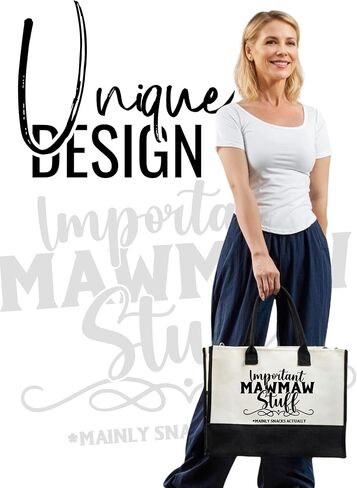 InnoBeta Mawmaw Gifts Canvas Tote Bag, Important Mawmaw Stuff Bag with Top Zipper Closure and Shoulder Strap for Birthday, Mother's Day, Christmas in Saudi Arabia