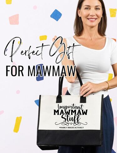 InnoBeta Mawmaw Gifts Canvas Tote Bag, Important Mawmaw Stuff Bag with Top Zipper Closure and Shoulder Strap for Birthday, Mother's Day, Christmas in Saudi Arabia