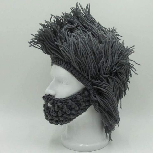 YEKEYI Wig Beard Hats Handmade Knit Warm Winter Caps Ski Funny Mask Beanie for Men Women YEKEYI in Saudi Arabia