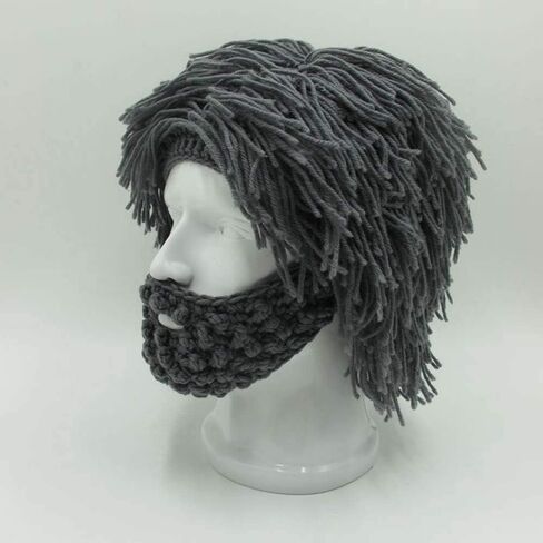 YEKEYI Wig Beard Hats Handmade Knit Warm Winter Caps Ski Funny Mask Beanie for Men Women YEKEYI in Saudi Arabia