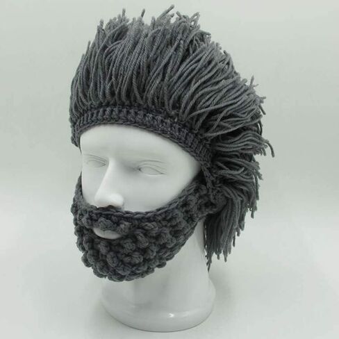 YEKEYI Wig Beard Hats Handmade Knit Warm Winter Caps Ski Funny Mask Beanie for Men Women YEKEYI in Saudi Arabia