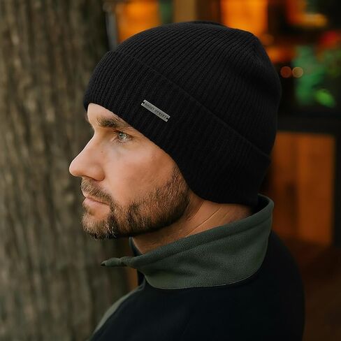 Smoky Lined Winter Beanie Hats with Earflap for Men Women- Windproof Thermal Knit Hat for Cold Weather in Saudi Arabia