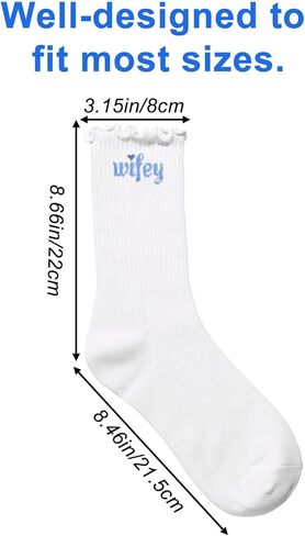 جوارب Wifey مكشكشة، جوارب زفاف من القطن الناعم باللونين الأزرق والأبيض للعروس لتكون هدية لحفلات العزوبية لحفلات الزفاف in Kuwait