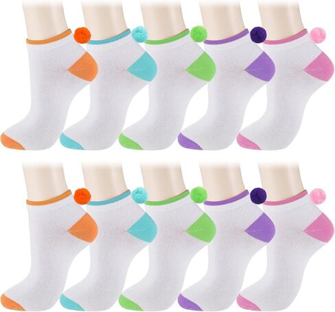 Women Pom Pom Socks with Balls on the Back Ankle Athletic Lowcut Cosplay Seamless Socks for Girls Women in Saudi Arabia
