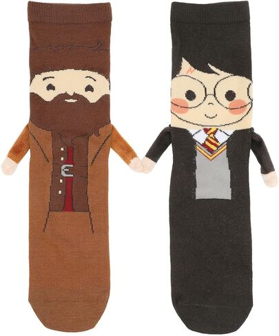 جوارب Bioworld Harry Potter Harry & Hagrid النسائية الكاجوال بأذرع ثلاثية الأبعاد in Kuwait