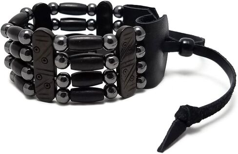 اليدوية التقليدية 4 صف الجاموس الأسود الخرز Hairpipe سوار القبلية in Kuwait