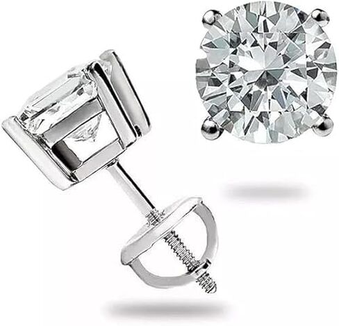 1 Carat Natural Diamond Round 5MM Stud Earrings – Solid 925 Sterling Silver with Screw Backs | Elegant Jewelry for Women in Saudi Arabia