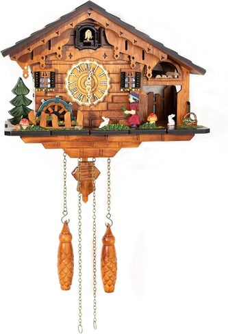 Cuckoo Clock, Germany Black Forest Style Wooden Pendulum Quartz Wall Clock, Volume Control, Night Silent, Gift Package, Professional Service in Saudi Arabia