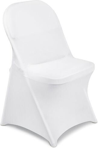 White Stretch Spandex Chair Covers 12 PCS Universal Folding Chair Slipcovers Elastic Washable Protector for Wedding Party Banquet Event Dining Room Decor (White, 12PC) in Saudi Arabia