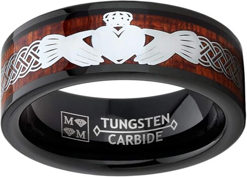 Metal Masters Men's Co. Black Tungsten Hunting Ring Wedding Band Wood Inlay Deer Stag Silhouette in Saudi Arabia