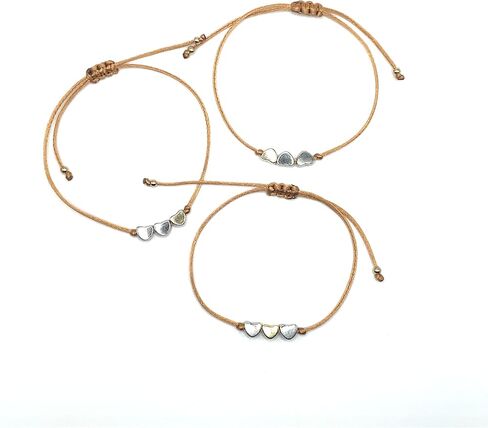 Mother Daughter Bracelet Set – 3 Matching Cord Bracelets with Heart Charms & Gift Card – Sentimental Gift for Mom and Two Daughters, Mother’s Day or Birthday in Saudi Arabia
