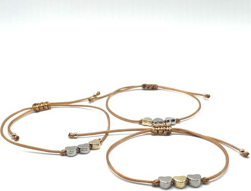 Mother Daughter Bracelet Set – 3 Matching Cord Bracelets with Heart Charms & Gift Card – Sentimental Gift for Mom and Two Daughters, Mother’s Day or Birthday in Saudi Arabia