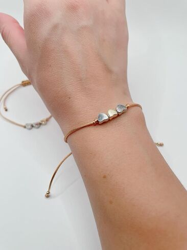Mother Daughter Bracelet Set – 3 Matching Cord Bracelets with Heart Charms & Gift Card – Sentimental Gift for Mom and Two Daughters, Mother’s Day or Birthday in Saudi Arabia