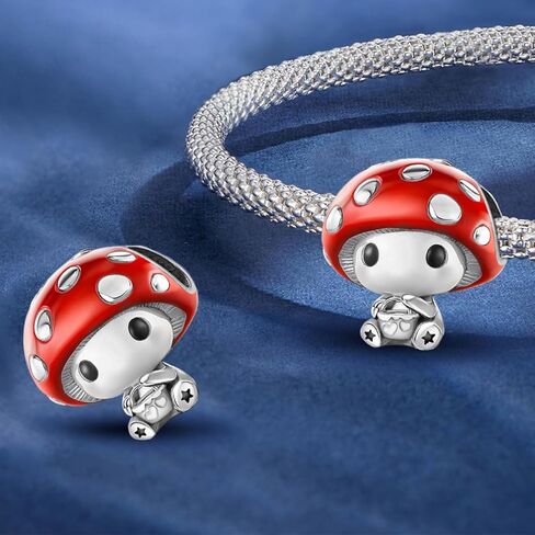 1 PC Silver Plated Mushroom Pendant Charm Pendant Ball Suitable for Bracelets DIY Women's Jewelry in Saudi Arabia