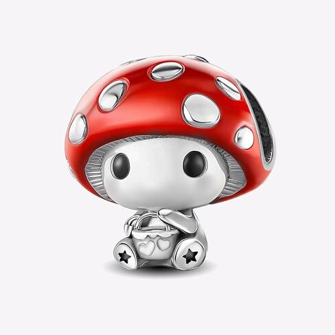 1 PC Silver Plated Mushroom Pendant Charm Pendant Ball Suitable for Bracelets DIY Women's Jewelry in Saudi Arabia