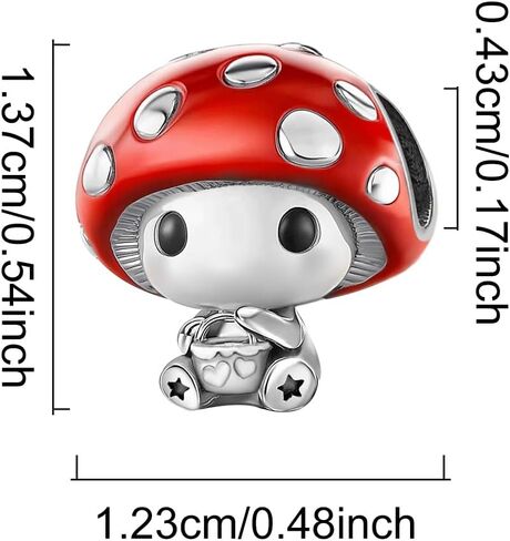 1 PC Silver Plated Mushroom Pendant Charm Pendant Ball Suitable for Bracelets DIY Women's Jewelry in Saudi Arabia