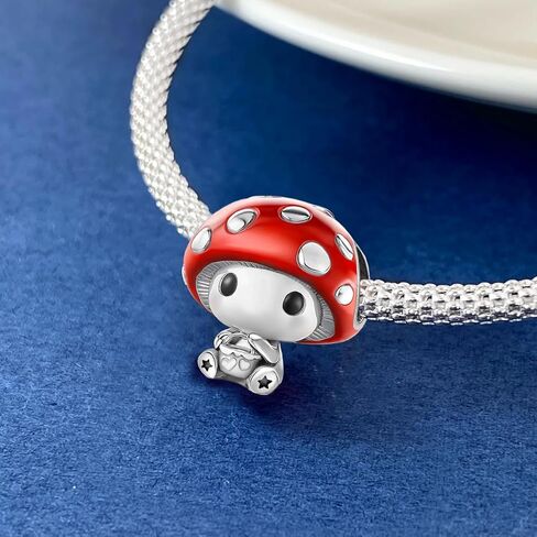 1 PC Silver Plated Mushroom Pendant Charm Pendant Ball Suitable for Bracelets DIY Women's Jewelry in Saudi Arabia