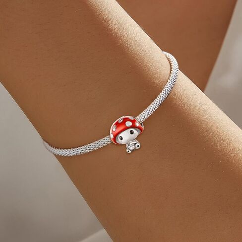 1 PC Silver Plated Mushroom Pendant Charm Pendant Ball Suitable for Bracelets DIY Women's Jewelry in Saudi Arabia
