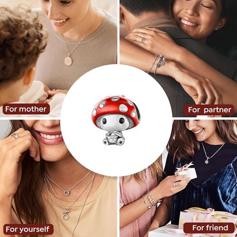 1 PC Silver Plated Mushroom Pendant Charm Pendant Ball Suitable for Bracelets DIY Women's Jewelry in Saudi Arabia