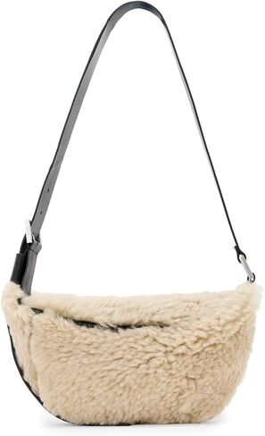 AllSaints Luna Shearling Xbody, Natural/Black in Saudi Arabia