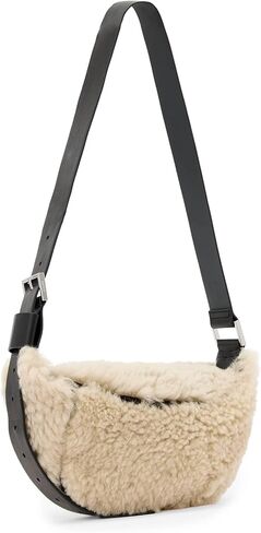 AllSaints Luna Shearling Xbody, Natural/Black in Saudi Arabia
