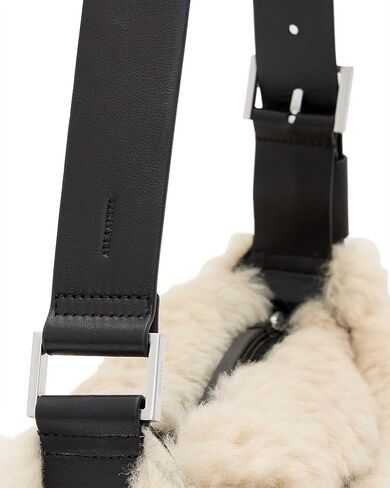 AllSaints Luna Shearling Xbody, Natural/Black in Saudi Arabia